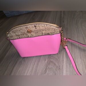 Pink and Tan Women's Crossbody Bag